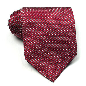 Brooks Basics Mens Silk Tie Geometric Micro Squares Red Made In USA Necktie